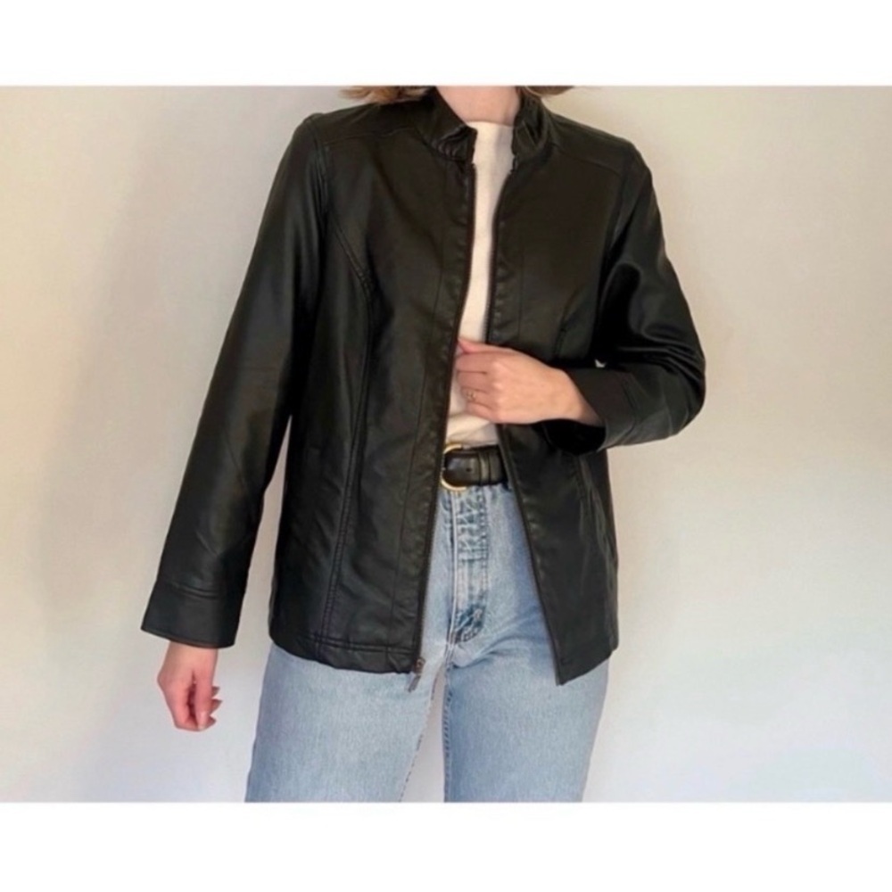 Black Faux Leather Moto Jacket - Picture 4 of 6
